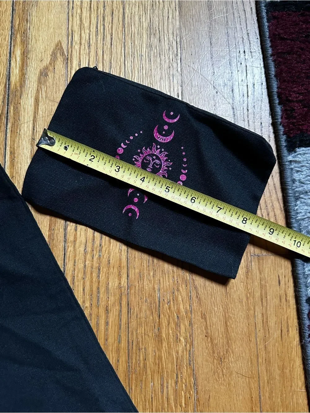 Black Tote & matching coin purse with Pink Sun & Moon Design
